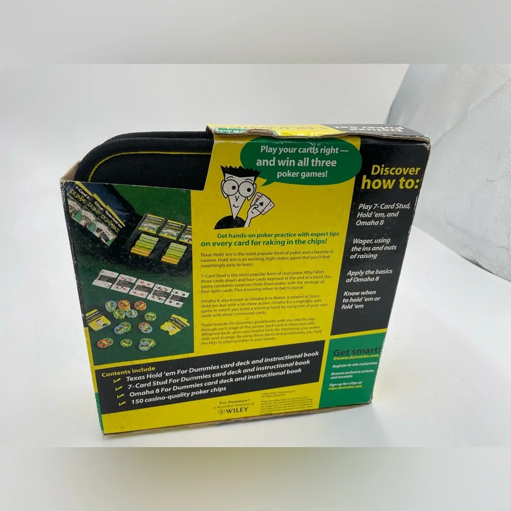 Deluxe Poker for Dummies Set 3 Decks With Guidebooks Chips And Case - Picture 2 of 5